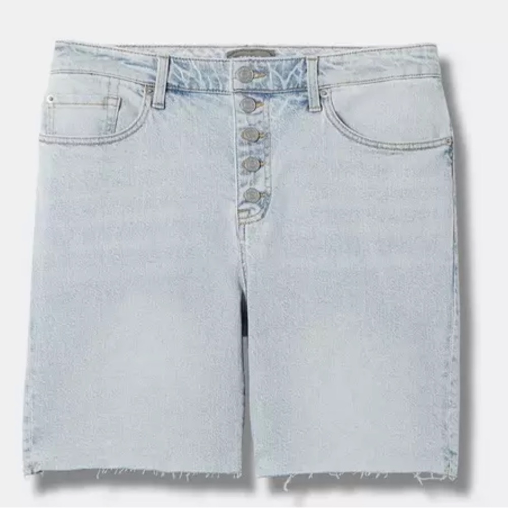 Torrid Sky Blue Button-Fly Bermuda Shorts